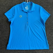 Walmart Women s Polo Shirt Employee Worker Uniform Blue L Short Sleeve FAST SHIP