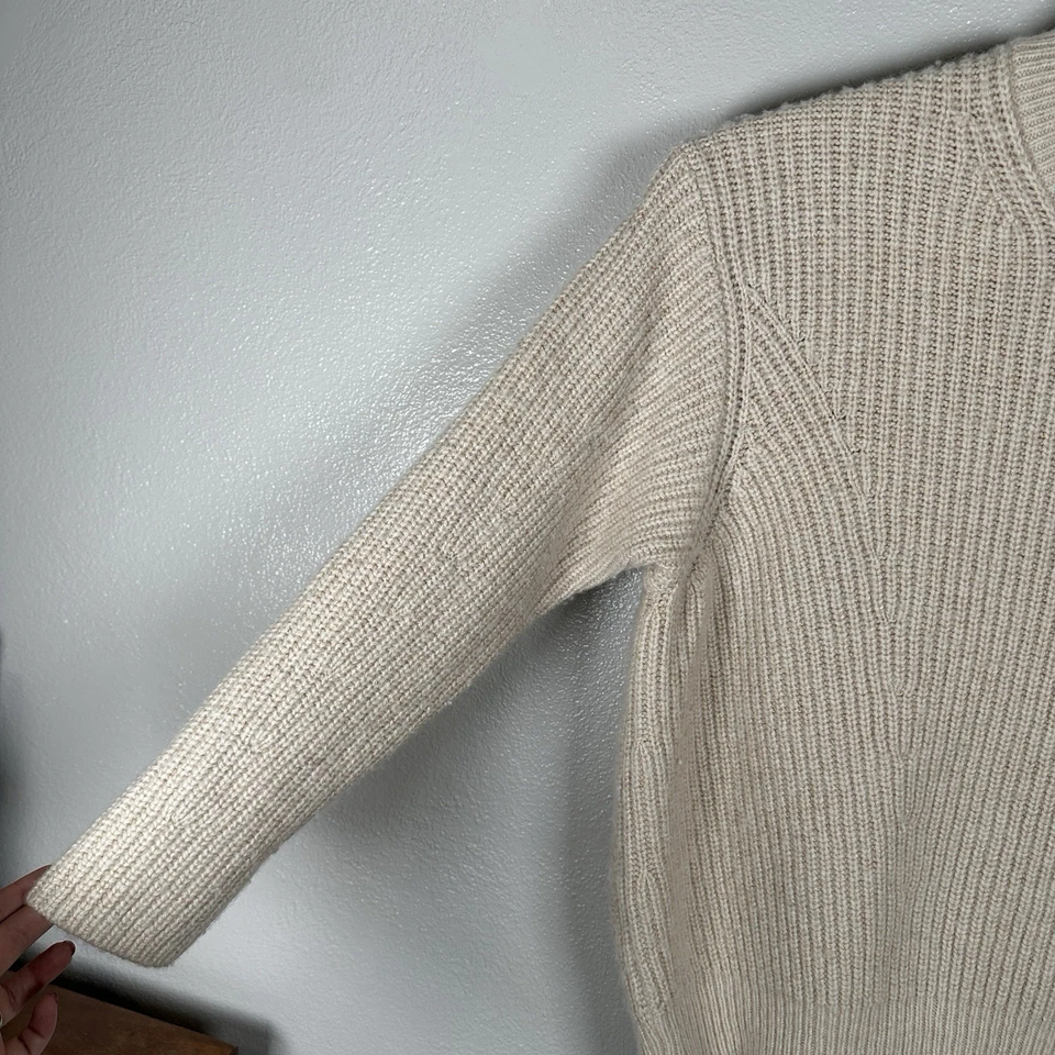 Suéter Athleta Mujer Talla XL Coco Crema Bronceado Cascadas Crew Mezcla de Lana Acanalado Foto 3 de 4