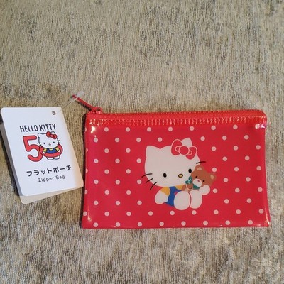 Brandneu mit Etikett Hello Kitty 50. Jubiläum kleine Reißverschlusstasche 5'' x 3'' Sanrio