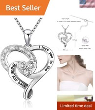 Sterling Silver I Love You To The Moon and Back Love Heart Pendant Necklace J...