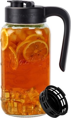 Mason Jar Pitcher with Tea , Airtight & Leakproof Glass Pitcher with
