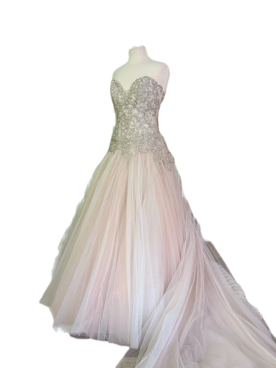 pink wedding dress ebay Pink Lace Wedding Dress, Fairytale Blush Dusty Pink Gown Princess Style