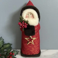 Hearts & Ivy 8" Santa Red Brocade Coat with Berries, Greenery and Star Pre-Owned