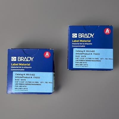 *Lot of 2* Brady B-422 White M6-5-422 Adhesive Multi-Purpose Polyester Labels