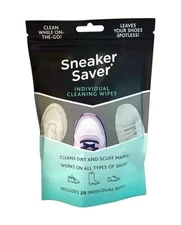 20 Premium Quick on the Go Shoe Cleaning Wipes Dual Textured Individually Wrappe
