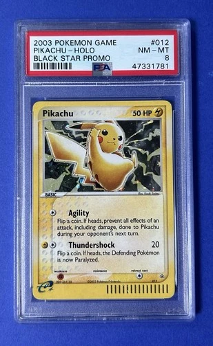 2003 Pokémon Game Pikachu Holo Black Star Promo #012 PSA 8 NM-MT