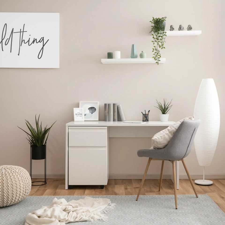 Schreibtisch Weiß Computertisch Bürotisch Arbeitstisch Rollcontainer Homestyle4u - Bild 2 von 4