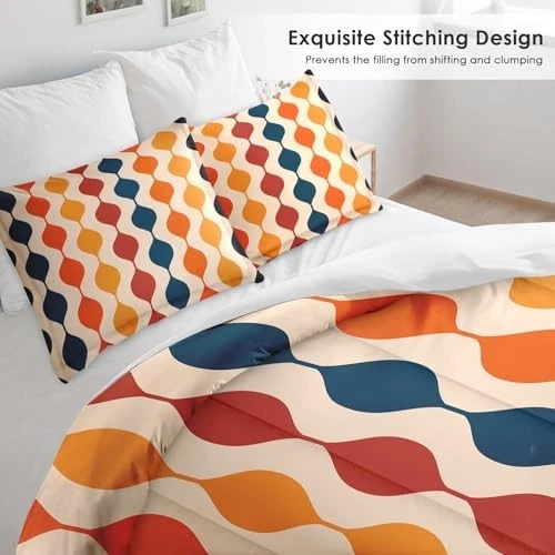 Conjunto de Edredom Tamanho, Geométrico Hippie Multicolorido Macio 3 King Vintage Geométrico - Imagem 4 de 4