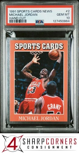 1991 ALLAN KAYE'S SPORTS CARDS NEWS MAGAZINE HAND CUT #2 MICHAEL JORDAN PSA 10