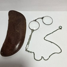 Antichi Occhiali Da Vista Pieghevoli Primi '900 In Metallo Con Catenina E...