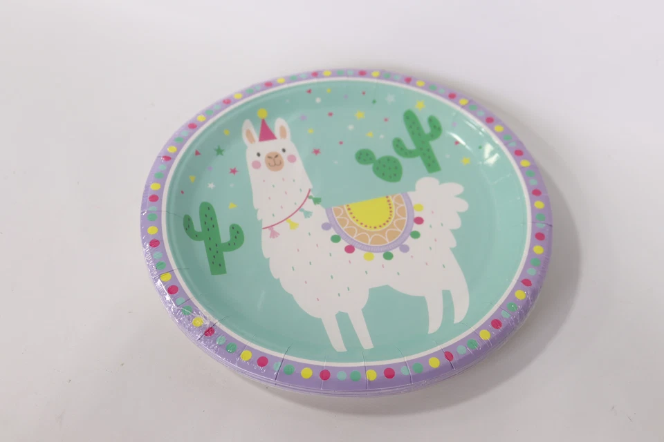 Llama Birthday Party Set  - Includes 1 Set of Tablecloths, 1 Set of Plates - Image 2 of 4