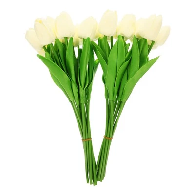 Beige PU Tulipanes Decoración Flores Artificiales para Hogar Boda Elegante Ramo - Imagen 1 de 4