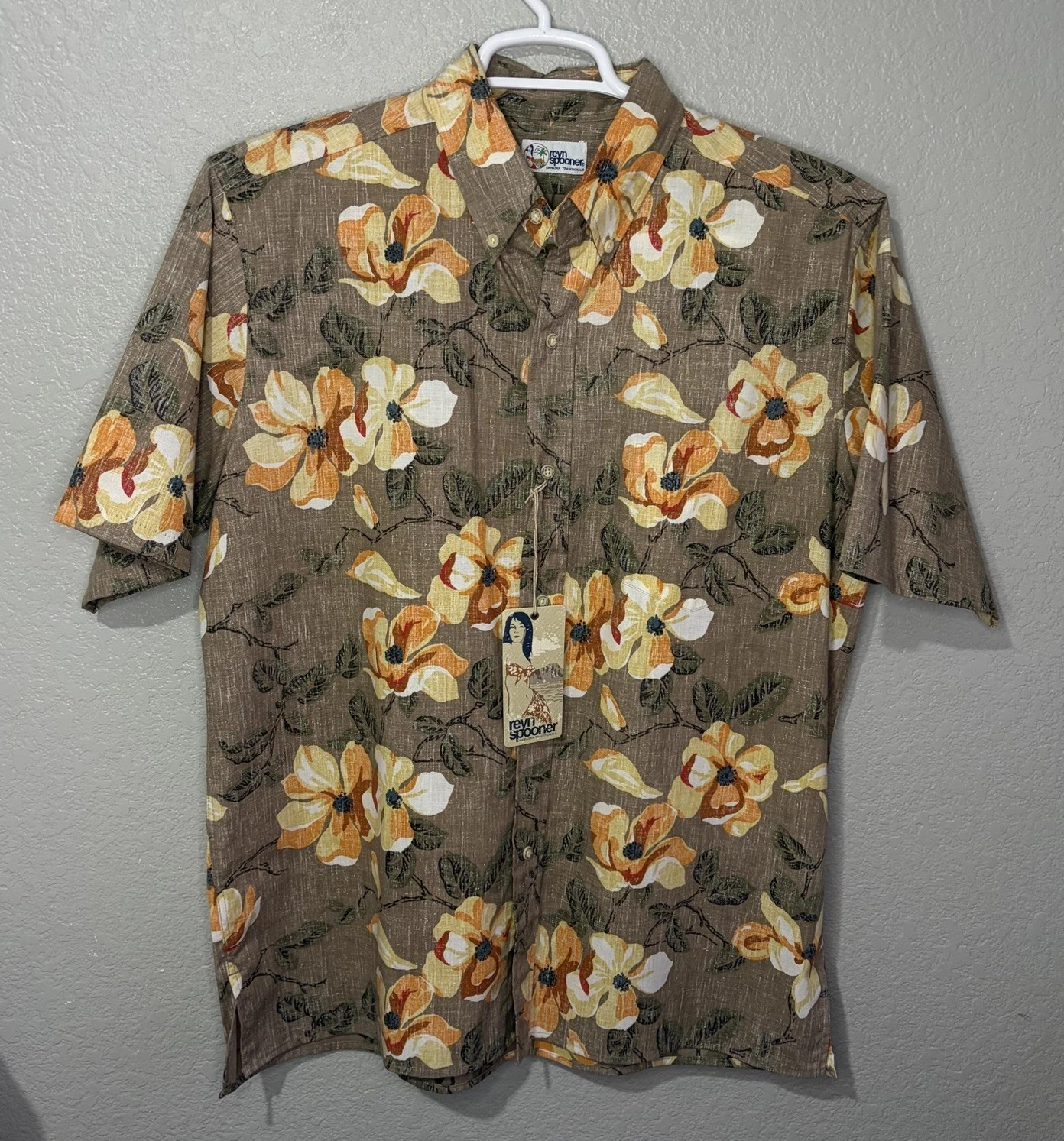 Reyn Spooner Shirt Mens L NWT Vintage Spooner Kloth Hawaiian Aloha Brown Floral