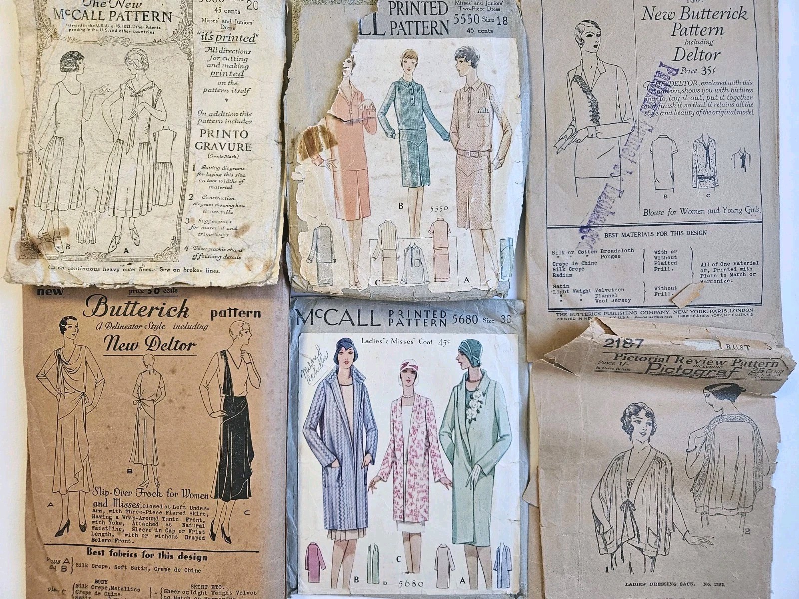 B36 LOT McCall's Butterick Sewing Patterns 1920s Deco McCall Flapper Dresses 30s