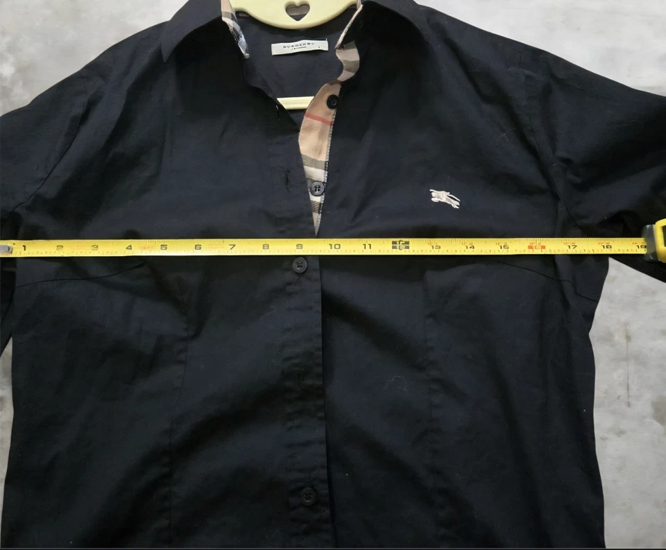 Camisa Burberry London preta com botões e remendos de cotovelo Nova Check tamanho G - Imagem 4 de 4