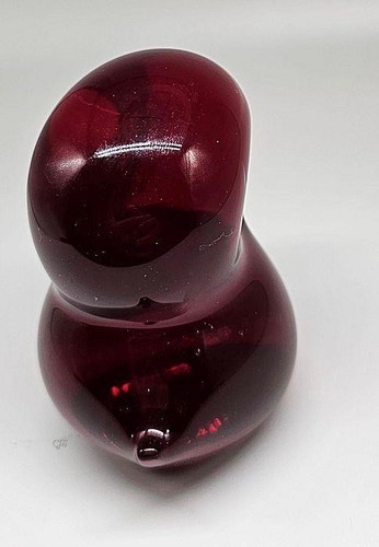 Statuina uccellino vintage svedese in vetro artistico rosso soffiato a mano - fermacarte 3" - Foto 2 di 7