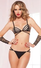 Strap Me In Bra & Gladiator Gloves Set, Seven 'Til Midnight, NEW, One Size