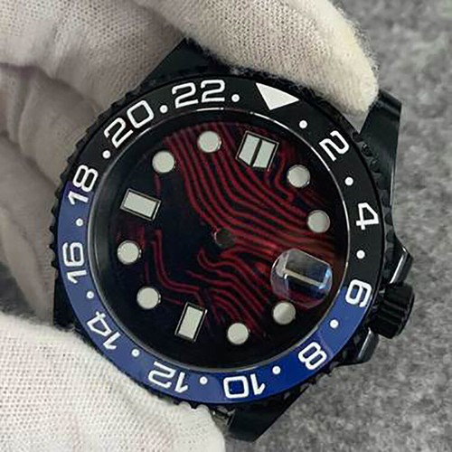 New Pvd Black Case Modified Watch Accessories Custom Red Dial for Nh35 Movement - Picture 11 of 15