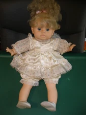 Vintage 1970s Eugene Doll Co Girl 18" Doll Blue Eyes Blond Hair White Outfit