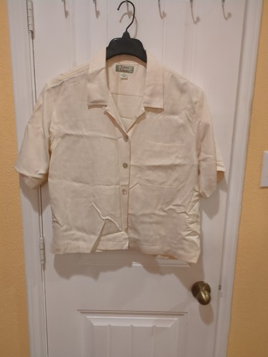 Tommy Bahama Shirt Off White 100% Silk Size M - Picture 8 of 12