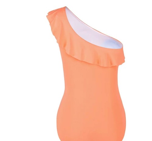 One Shoulder Ruched Ruffle Bathing Suit Size 8 - 第 3/5 張圖片