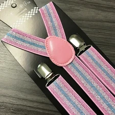 Pink Blue Glitter Suspender for Adults Men Women Teens Wedding Formal 
