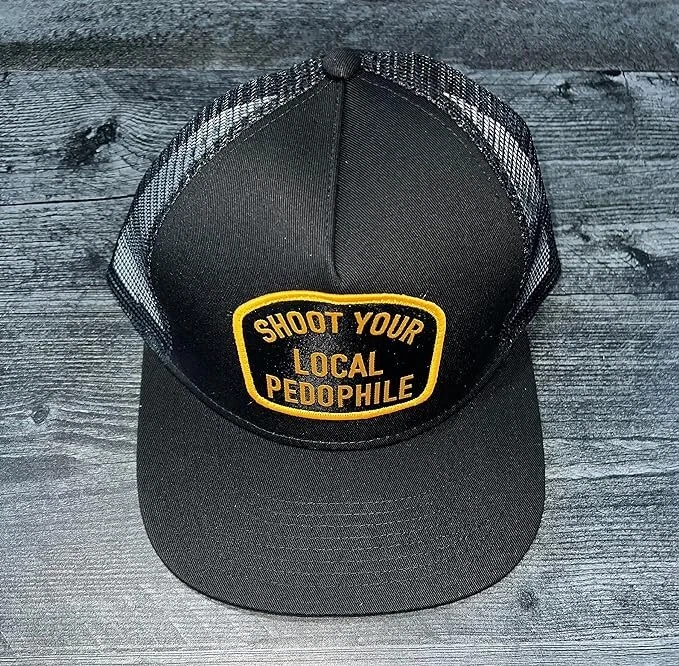 Shoot Your Local Pedo Funny Hat 5 Panel Trucker Black — 第 3/3 张图片