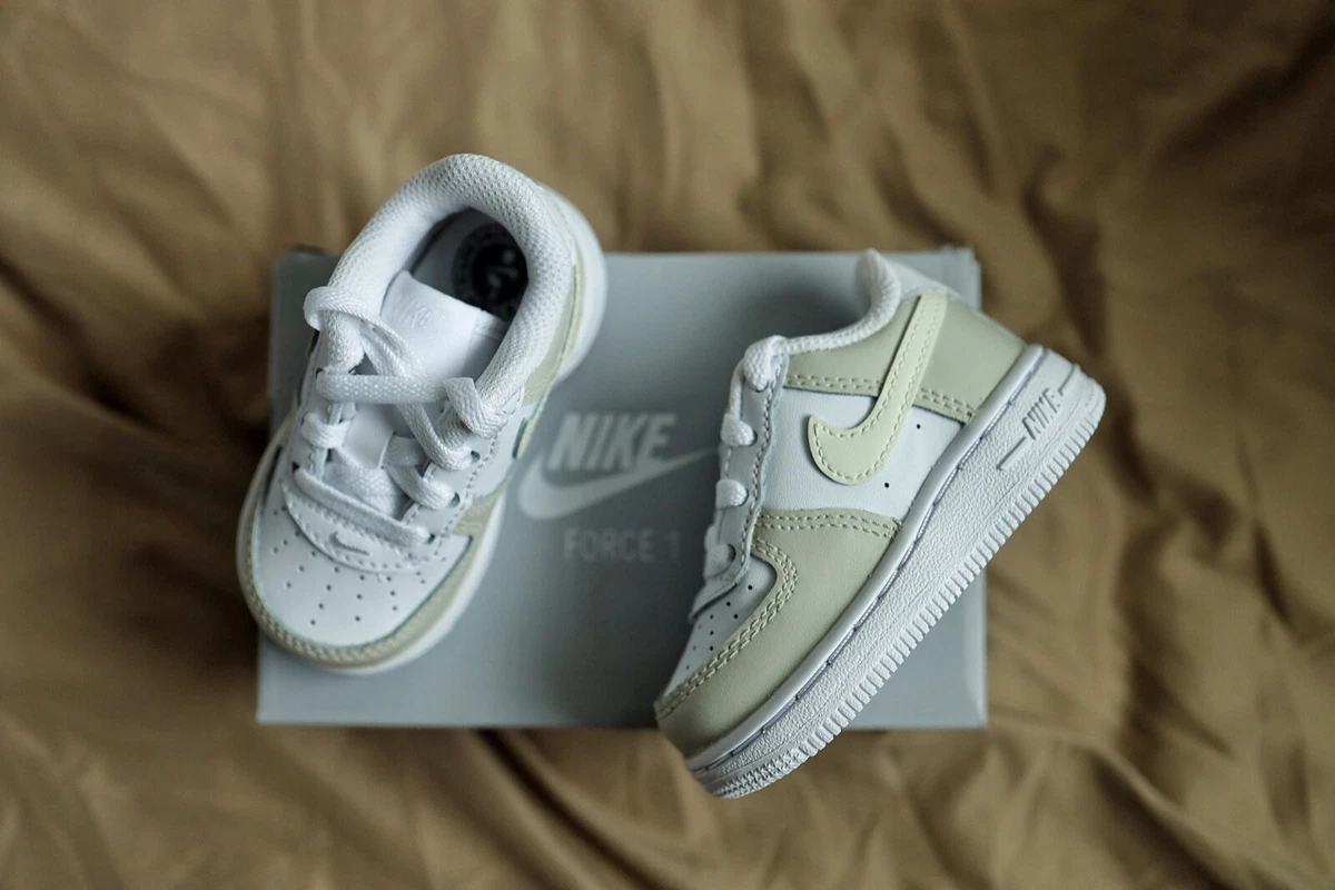 Nike Air Force 1 Custom White Shoes Cream Beige Black Swoosh Sneakers All  Sizes