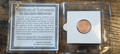 The Last Lucky Irish Penny im Halter mit Echtheitszertifikat - 1996