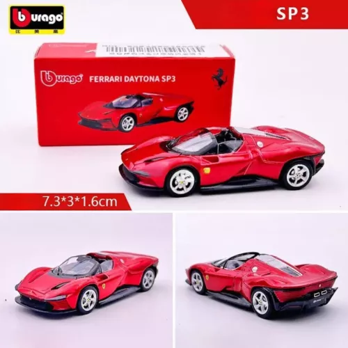 Bburago 1:64 Red Ferrari Daytona SP3 Racing Sports Model Diecast Metal Car - Picture 11 of 13