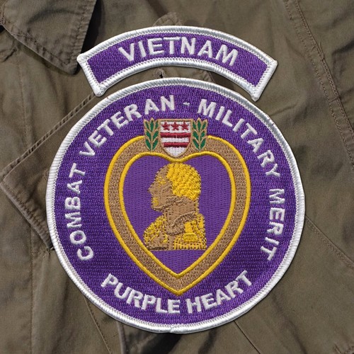 combat veteran - purple heart patch with vietnam tab - rolling