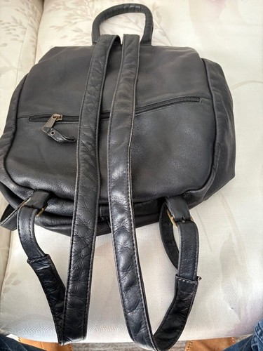Attractive Soft Black Leather Backpack for Travel or School - Picture 2 of 4