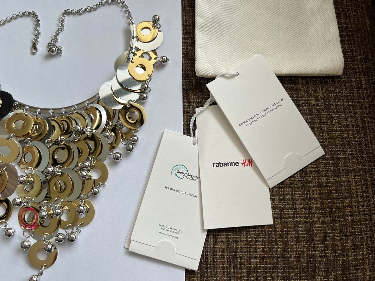 Rabanne x H M necklace choker gold and silver discs New w tags and box pouch
