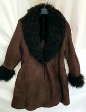 Real Sheepskin Shearling Vintage Afghan Penny Lane Coat Jacket Sz M/l 10 12 14