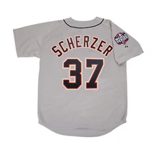 Max Scherzer 2012 Detroit Tigers World Series Grey Road Jersey Men's (S-3XL)
