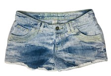 Mossimo Jean Shorts Junior Tween Size 3 Small Low Rise Denim Acid Wash Frayed