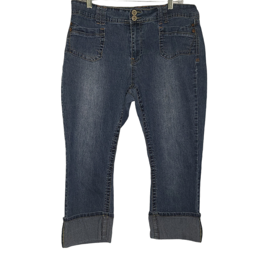 Angels womens jeans blue denim Capri 