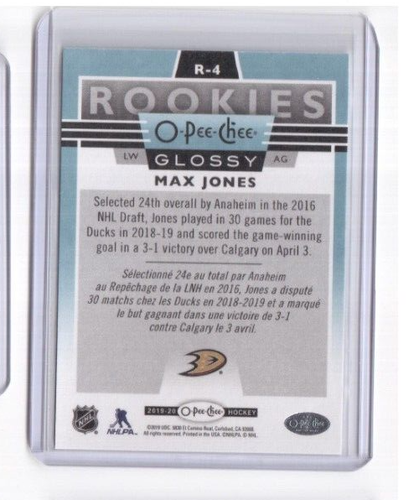 2019-20 O Pee Chee Glossy Rookies Card # R-4 Max Jones Anaheim Ducks (23) - Picture 2 of 2