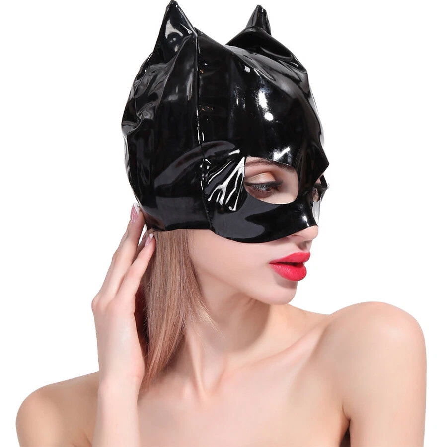 Cat Face Mask Cosplay Pointy Ear Costume Bright Patent Leather Fancy Props Toys - Image 4 of 4