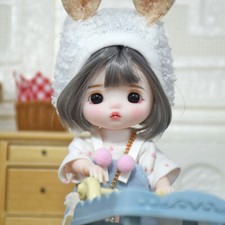 Cute 6 inch Mini Girl Doll Toy Black Eyes Short Grey Wig Clothes Shoes Full Set