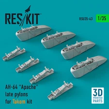 Reskit RSU35-0043 1:35 AH64 "Apache" late pylons for Takom model kit accessories