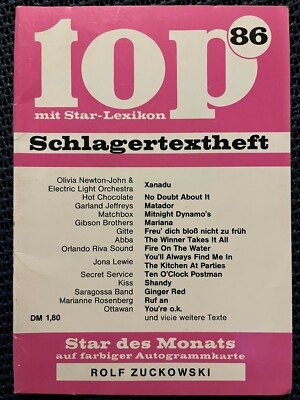 top 86 Schlagertextheft, leider ohne Autogrammkarte.