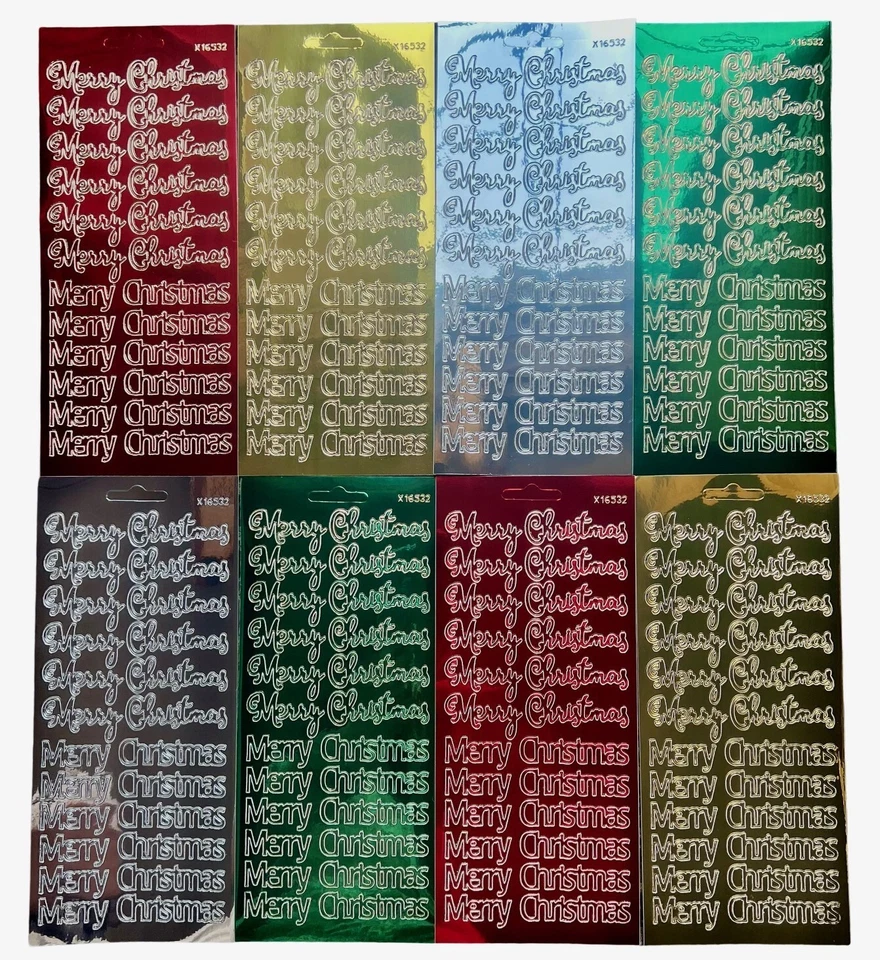 Merry Christmas Mirror Shine Peel Off Sticker Card Making Craft Stickers