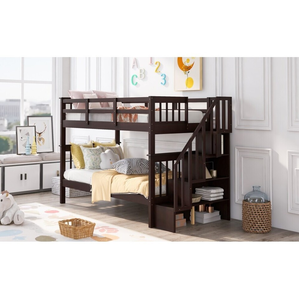 Twin over Twin Bunk Bed with Storage eBay