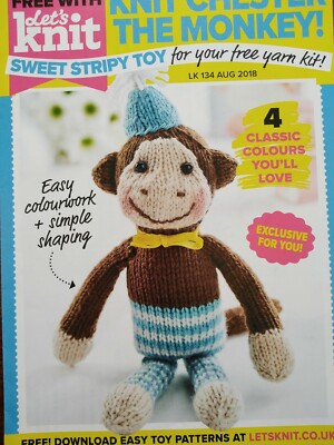  KNIT CHESTER THE MONKEY lk134 He is very sweet lovable and 30cm tall (G)