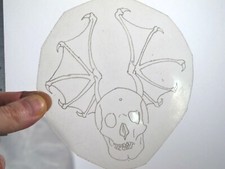 vtg 1960s 1970s Tattoo acetate stencil Winged Skull SK5