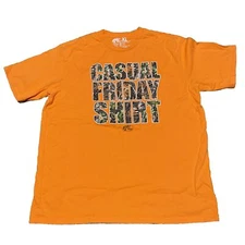 Bass Pro Shop Orange Camo Letters Casual Friday Shirt Men’s XL