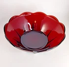 Vintage Anchor Hocking Scalloped Round Royal Ruby Red 8-in Dessert Bowl