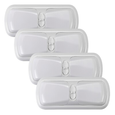4 PACK RV 12v interior light w/switch Frosted DOUBLE DOME Camper Trailer RV