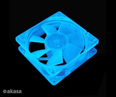 Akasa AK-176BL-S blau UV reaktiv 80 mm Gehäuse Lüfter Lo-Rauschen